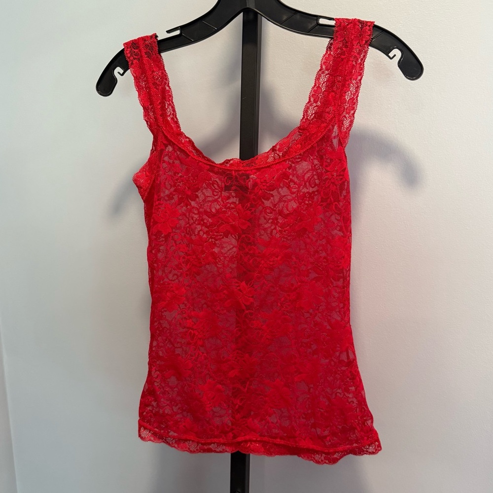 Frederick’s of Hollywood Red Floral Lace Lingerie Tank Top, size Medium